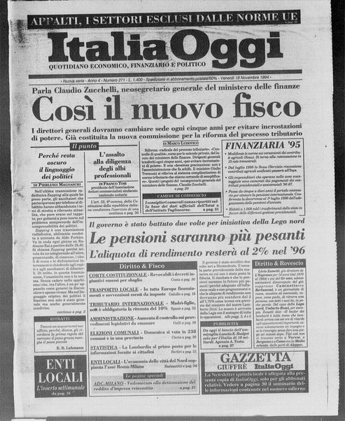 Italia oggi : quotidiano di economia finanza e politica